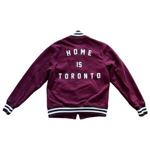 PEACE COLLECTIVE -  HOME IS TORONTO Button-Up Varsity Jacket - XS - Red/Burgundy